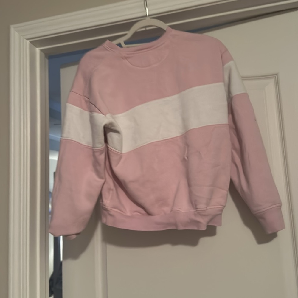 PINK Victoria's Secret Pink and White Colorblock Crewneck Sweatshirt - Picture 3 of 3